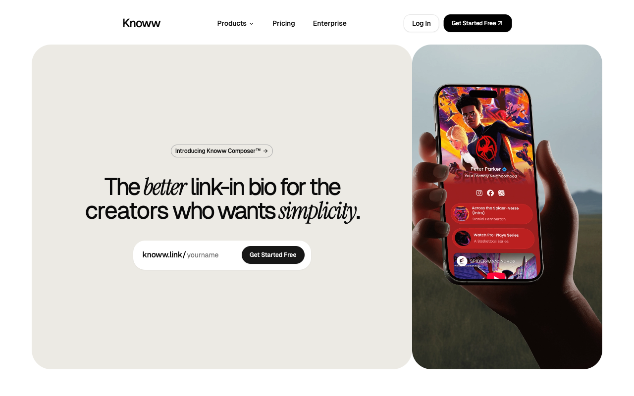 Knoww - A modern link-in-bio platform for creators and brands