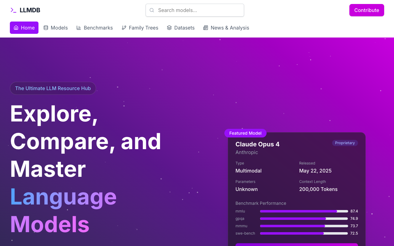 LLMDB.com - A Comprehensive Database to Explore and Compare Language Models