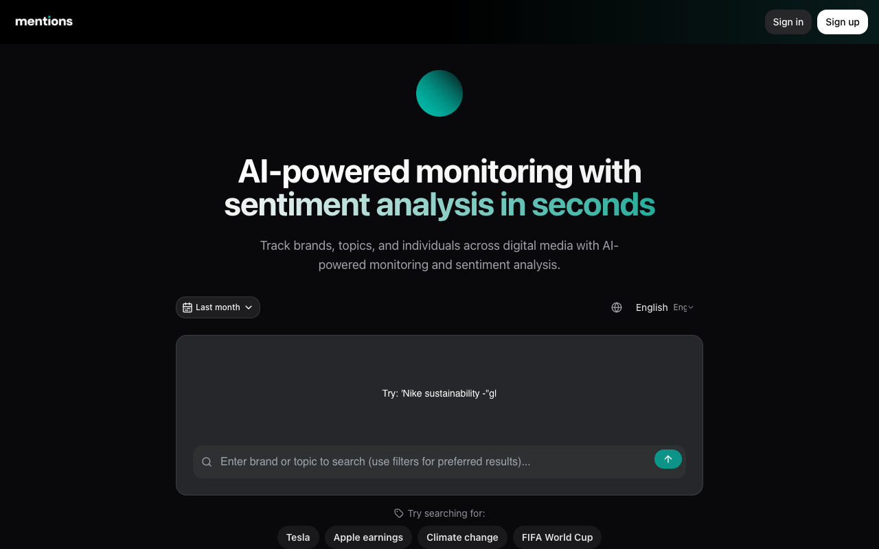 Mentions - An AI-powered tool for real-time brand monitoring and sentiment analysis
