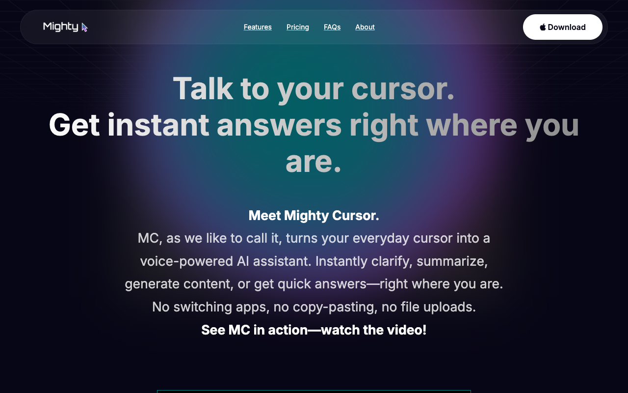 Mighty Cursor - A voice-powered AI assistant that turns your cursor into an instant answer tool AI voice-assistant productivity