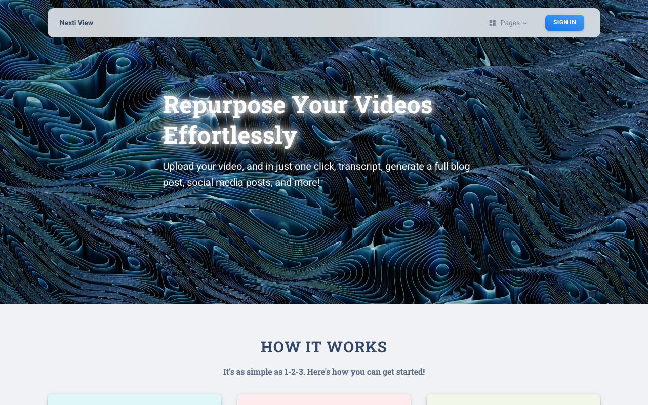 NextiView - Instantly turn your videos into blogs, posts, and more with AI AI video content-creation