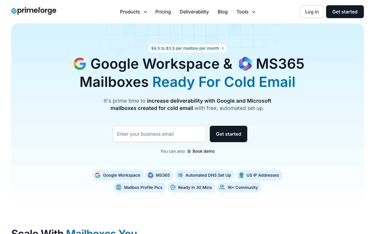Primeforge - Google & Microsoft mailboxes designed for effective cold email outreach