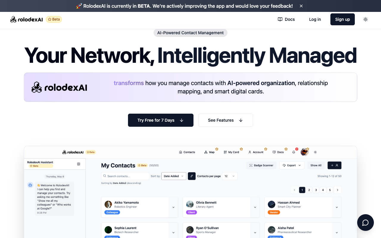 rolodexAI - An intelligent way to manage your network of contacts