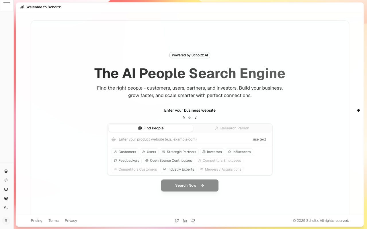 Scholtz - The AI People Search Engine that helps you find ideal customers and partners instantly AI people-search business