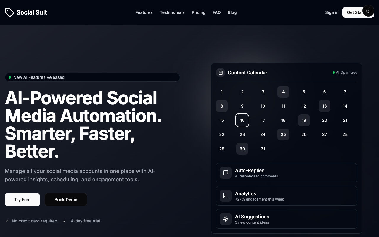 Social Suit - An AI-powered social media manager for Web2 and Web3 growth AI social-media management