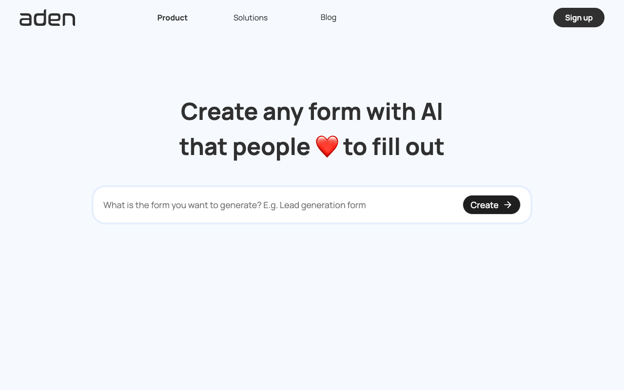 Aden - Create AI-powered forms that people love to fill out