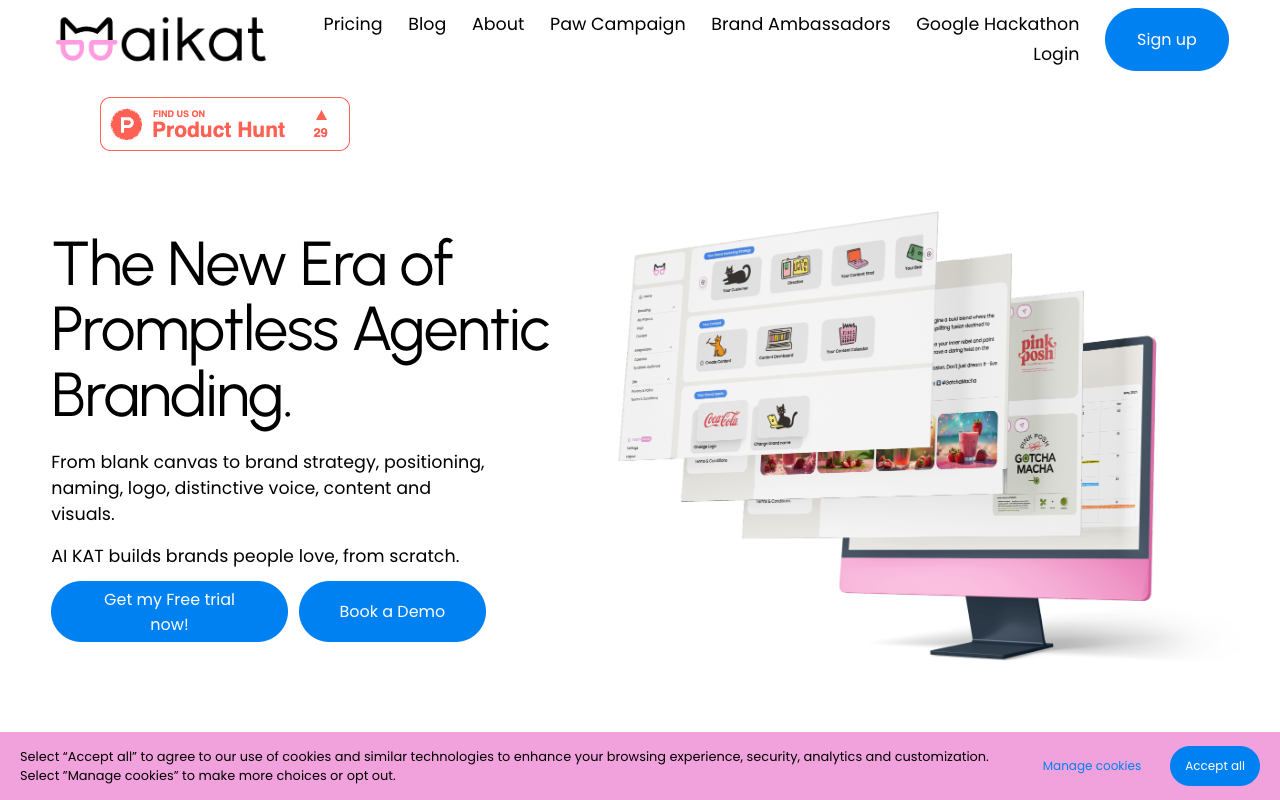 AI KAT - The world's first agentic brand agency delivering logos, strategy, and content in minutes