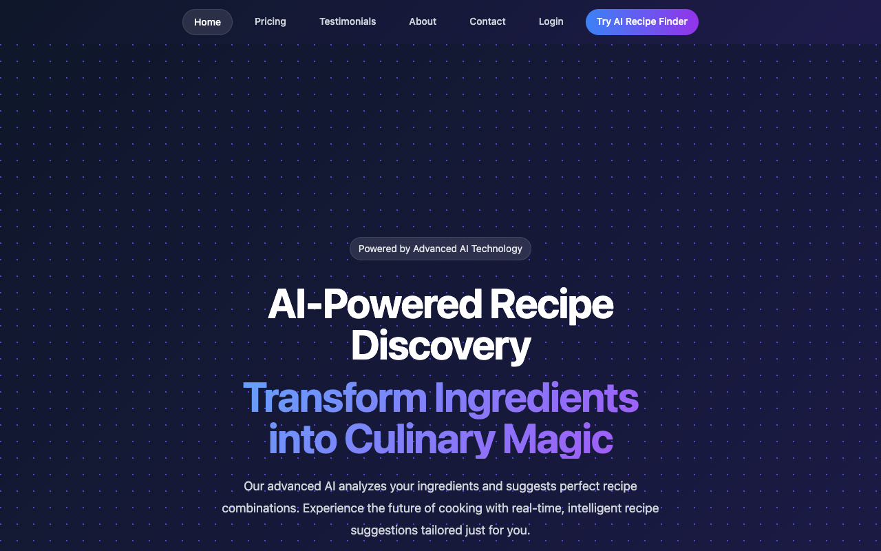 AI-Powered Recipe Discovery - Get personalized recipe suggestions based on your ingredients recipes AI cooking
