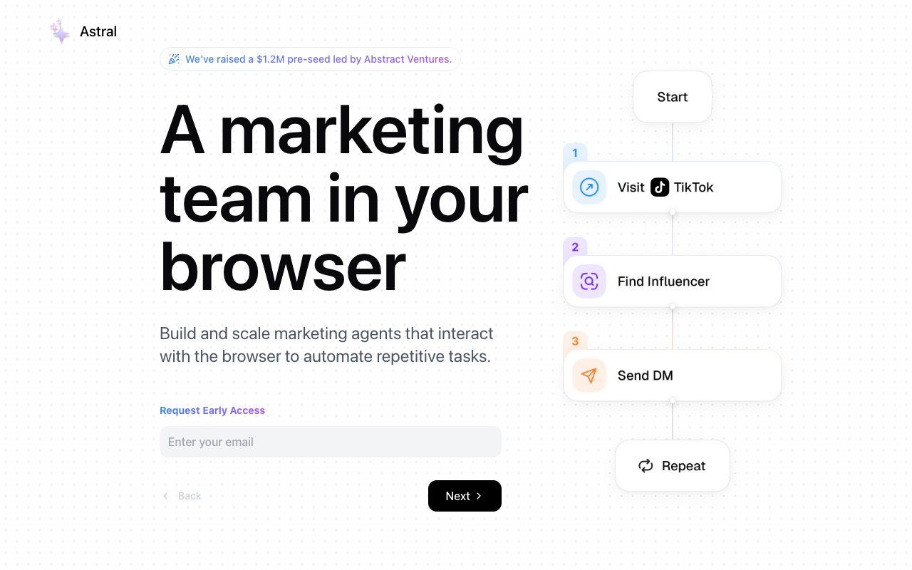 Astral - Browser-based AI agents that automate marketing tasks AI marketing automation