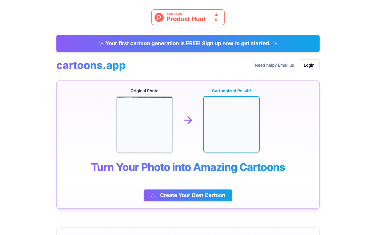 cartoons.app - Instantly transform any photo into 16 cartoon avatars