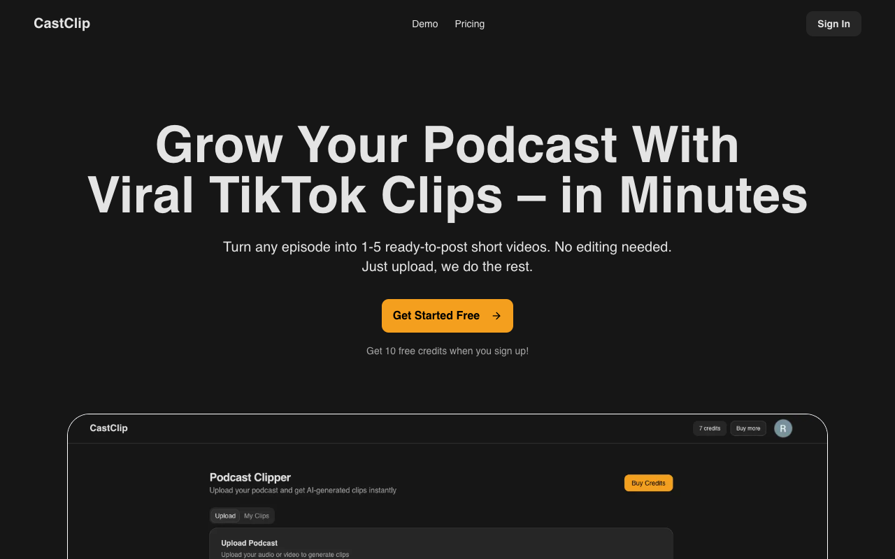 CastClip - Create engaging clips from your podcasts in minutes