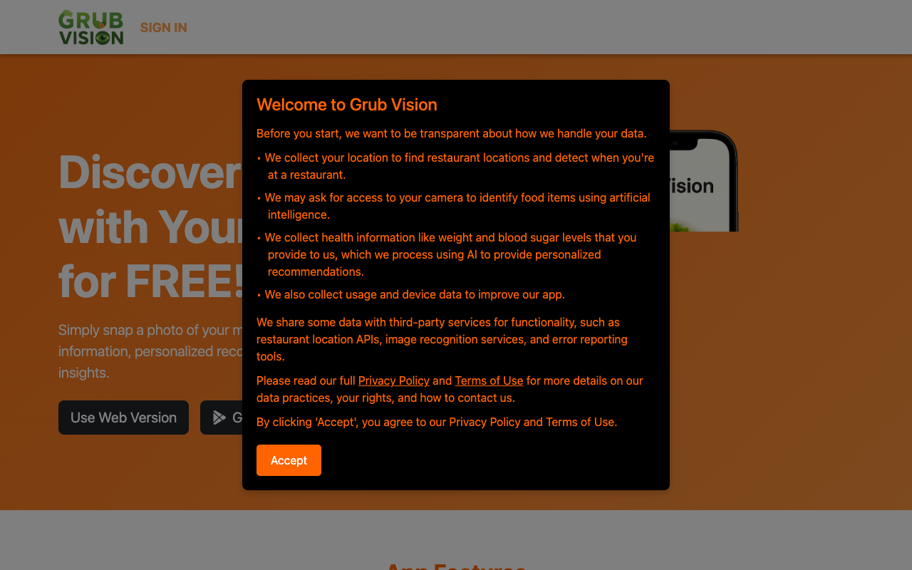 Grub Vision - An AI tool that analyzes your meals and provides nutritional insights