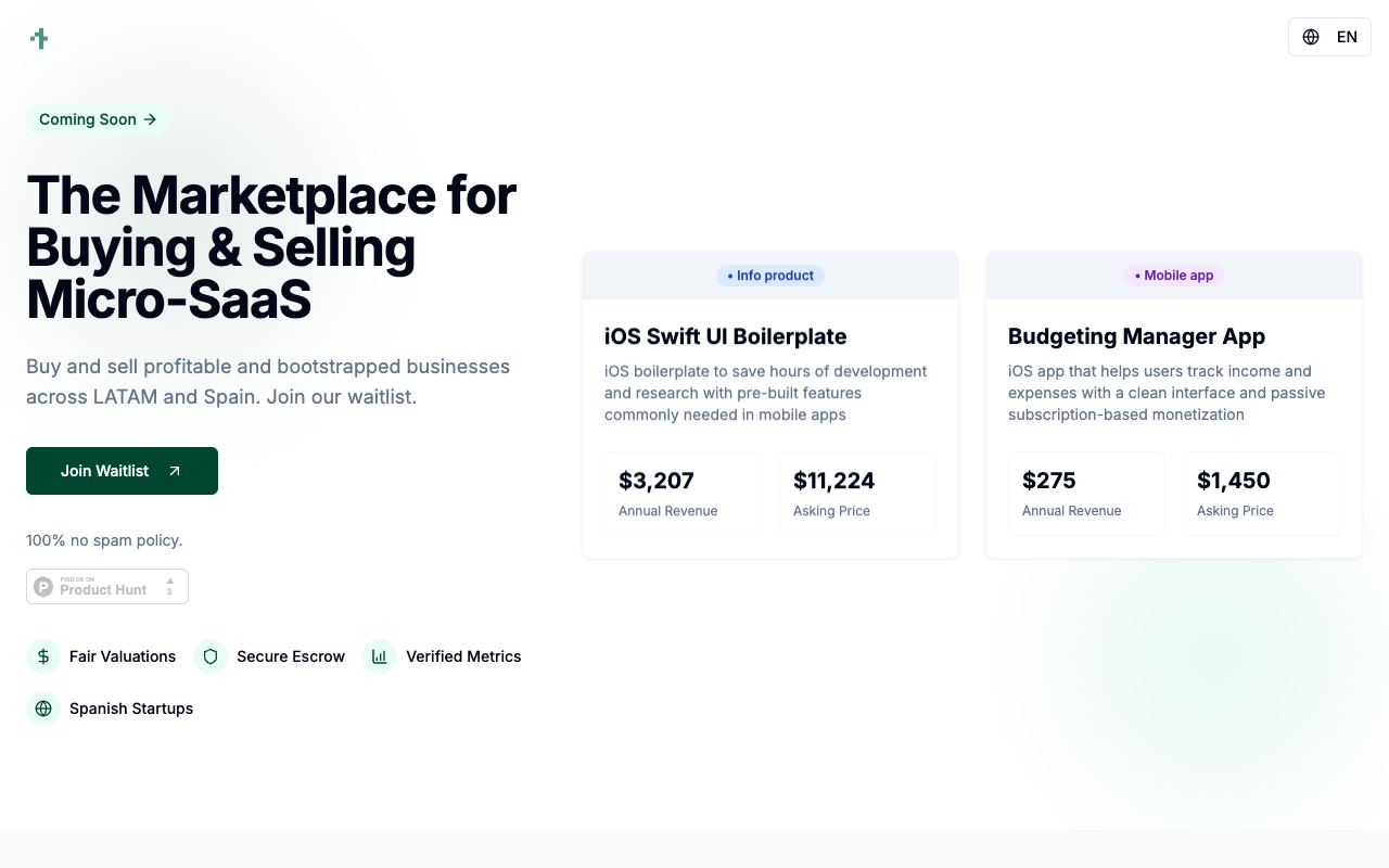 Micro Deal - A marketplace for buying and selling profitable Micro-SaaS and startups