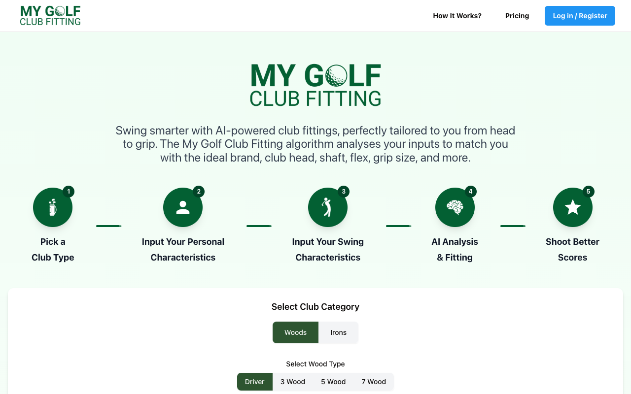 My Golf Club Fitting - AI Powered Golf Club Fittings For Amateur Golfers