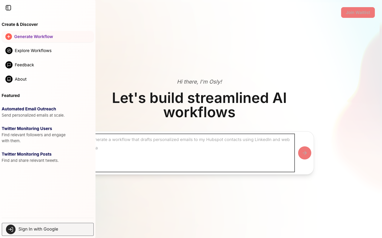 Osly - A simple way to build AI workflows using natural language