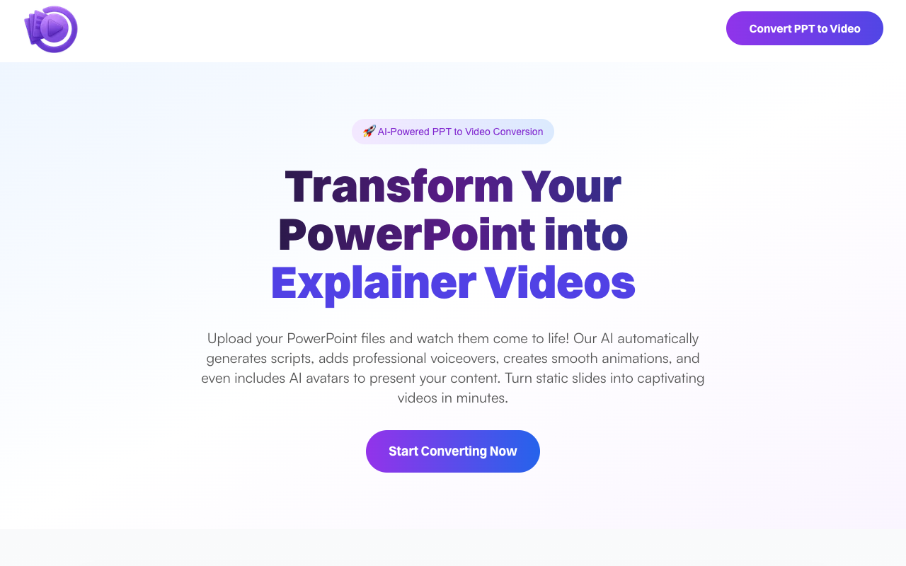 Powerpoint to Video AI - Convert presentation to animated video with voice and avatar