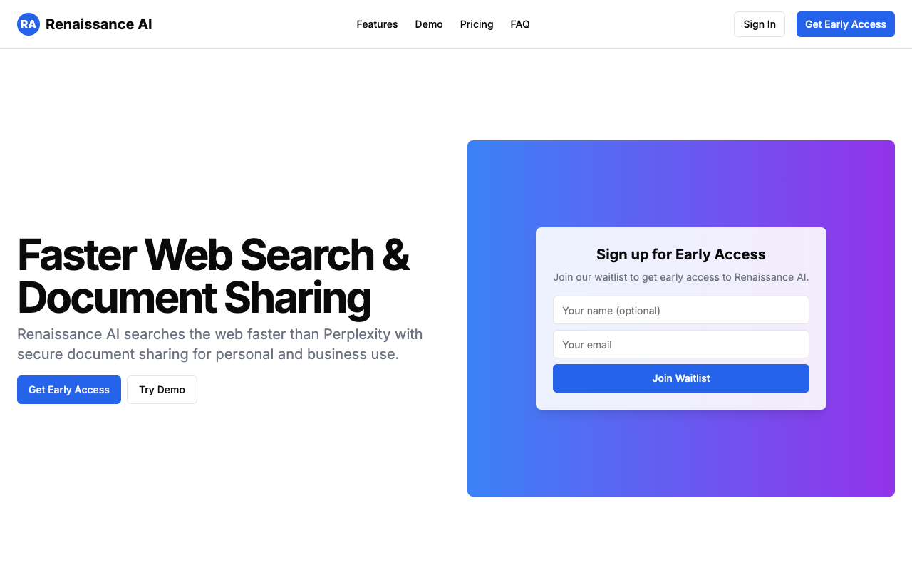 Renaissance AI - A faster way to search the web and share documents securely