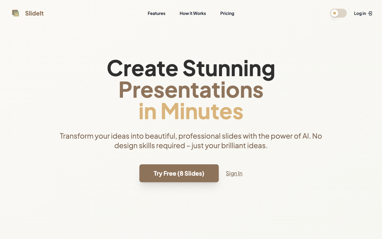SlideIt - Create Fully Designed Presentations Instantly with AI