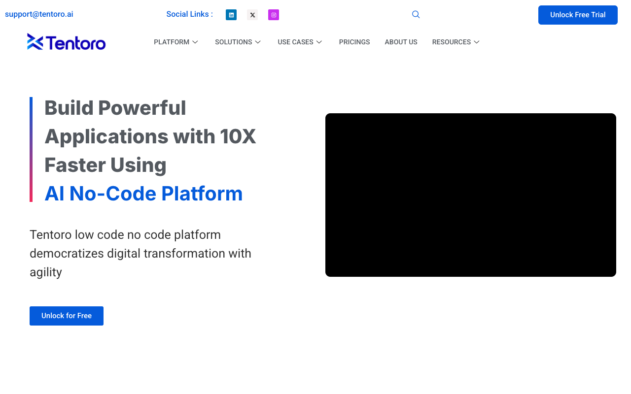 Tentoro AI - A low code no code platform that simplifies business innovation with AI