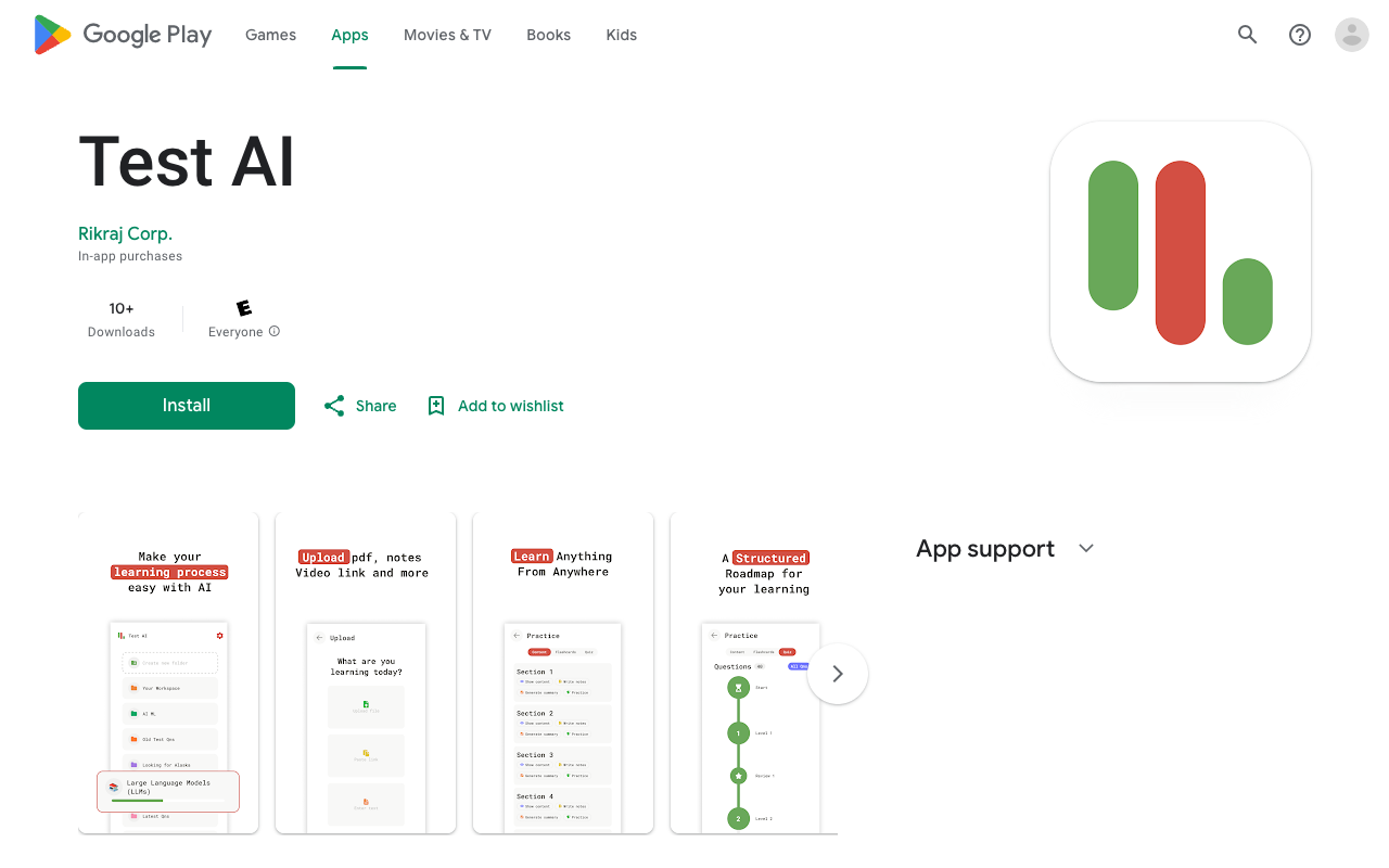 Test AI - An app that helps you learn anything easily from anywhere