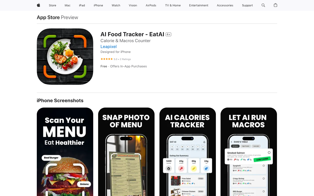 AI Food Tracker - EatAI - Scan food & menus with AI for instant macro insights!