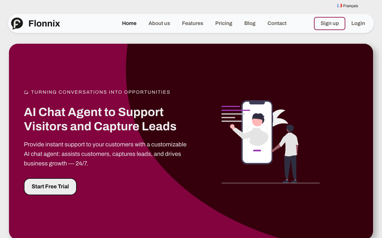 Flonnix - An AI chat agent that engages visitors and automates business tasks