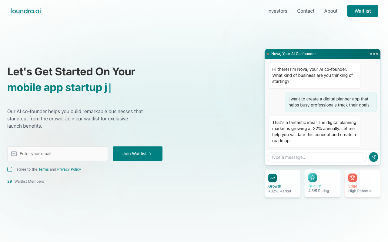 Foundra.ai - Your AI Co-Founder that helps turn ideas into successful businesses