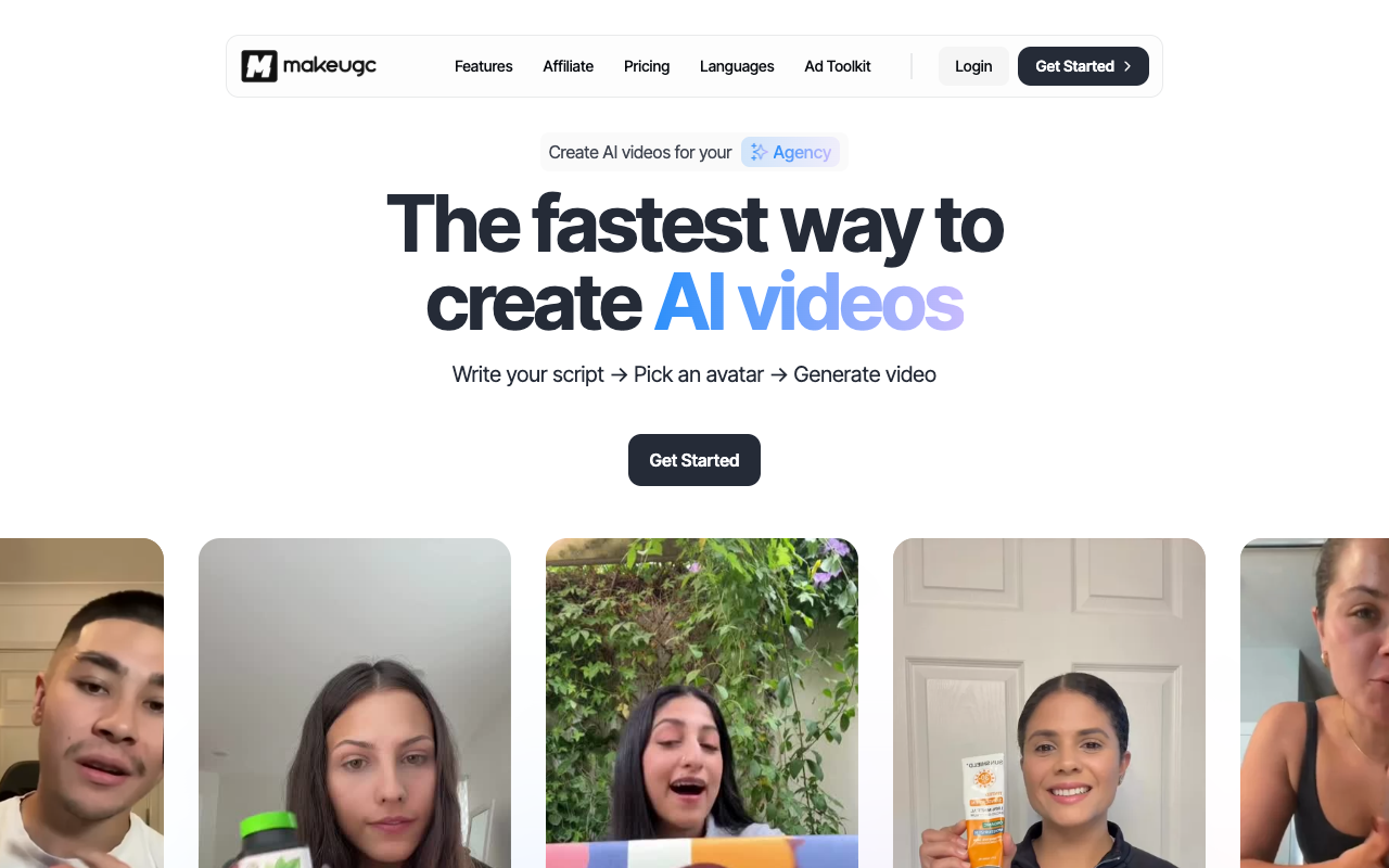 MakeUGC - Create AI-powered user-generated content videos for e-commerce AI UGC e-commerce