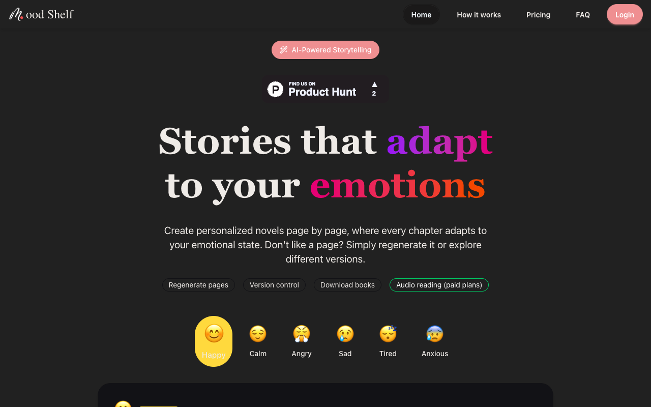 Moodshelf - An AI tool that turns your emotions into personalized stories