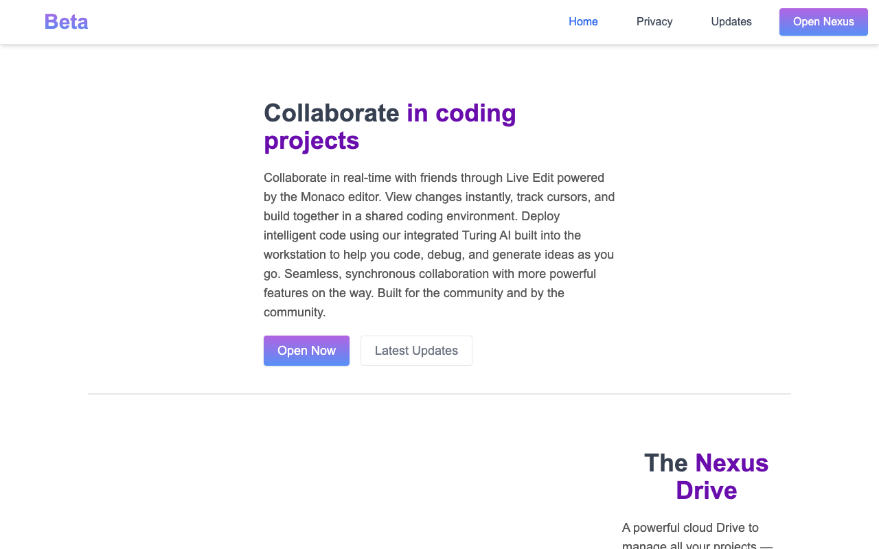 Nexus - A free all-in-one development platform with real-time IDE and community features