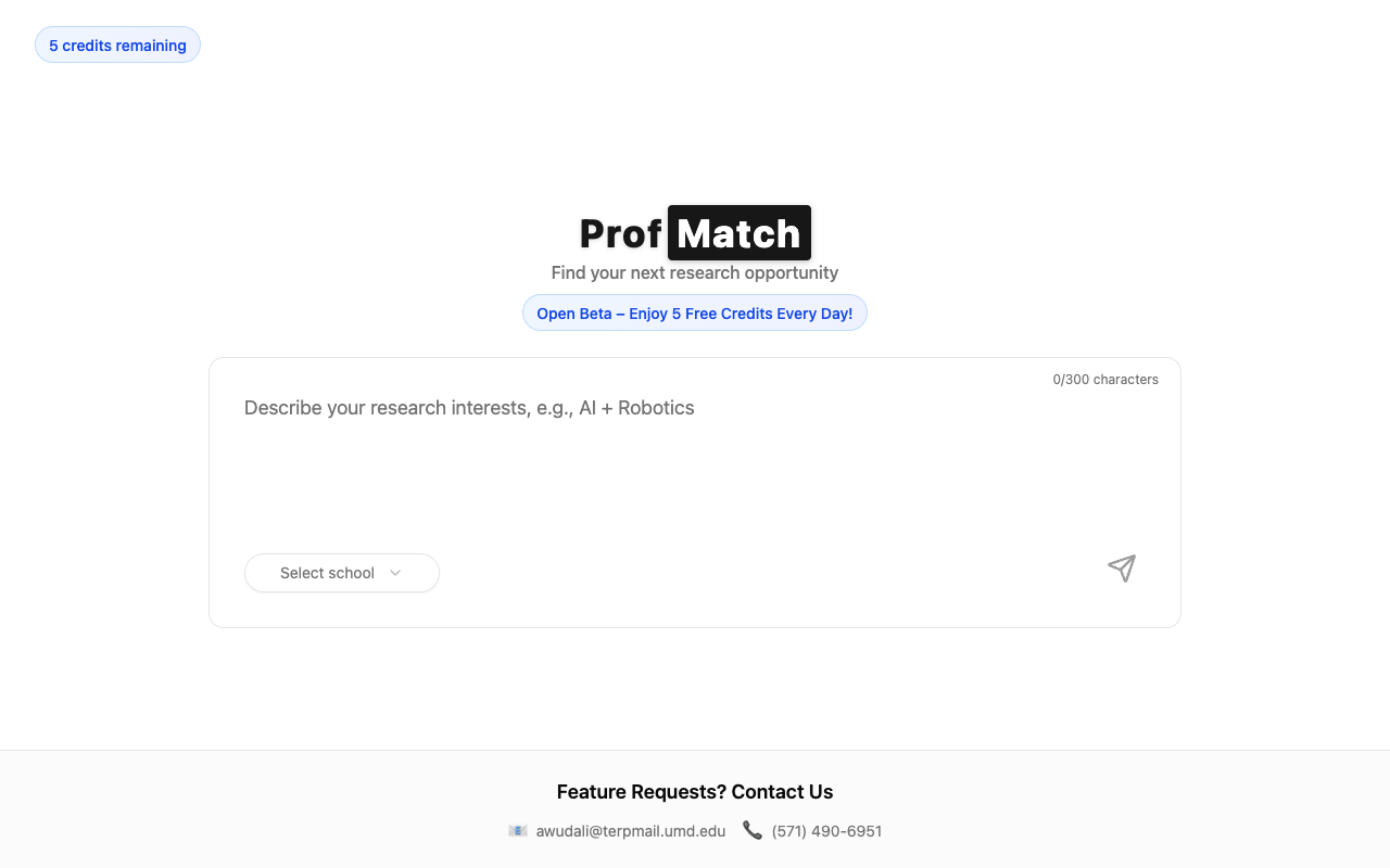 ProfMatch - A ChatGPT tool that helps you find research opportunities with top professors