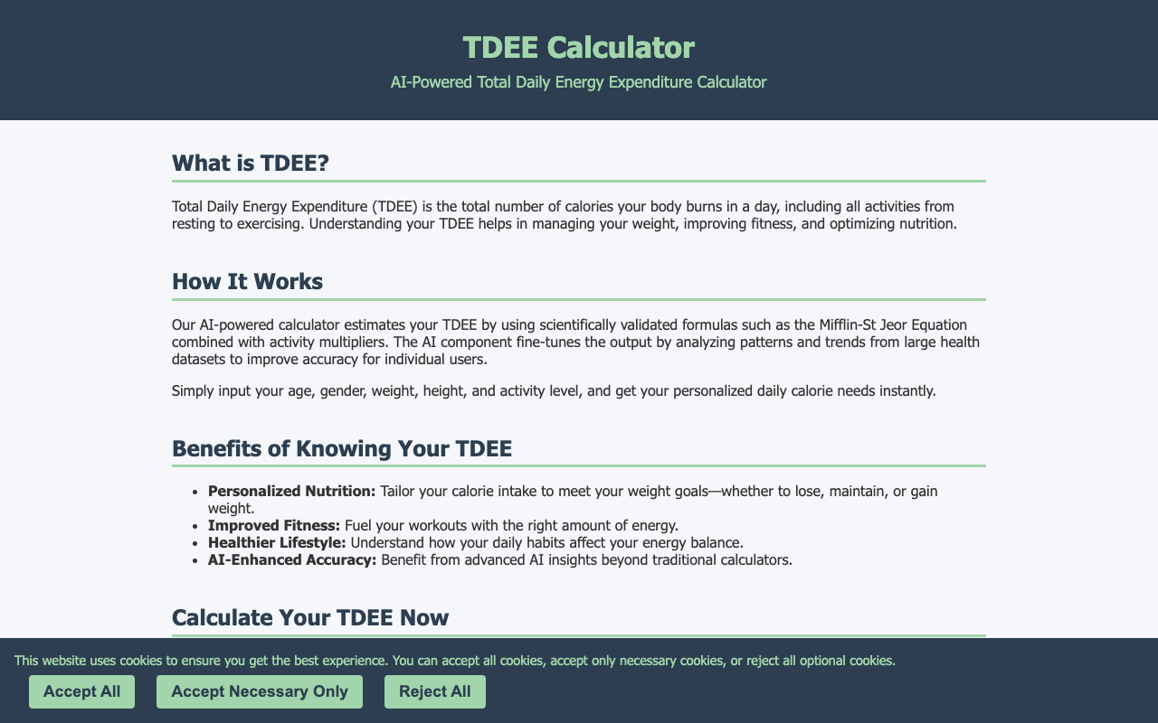 TDEE.ai - An AI-powered calculator to determine your daily calorie needs