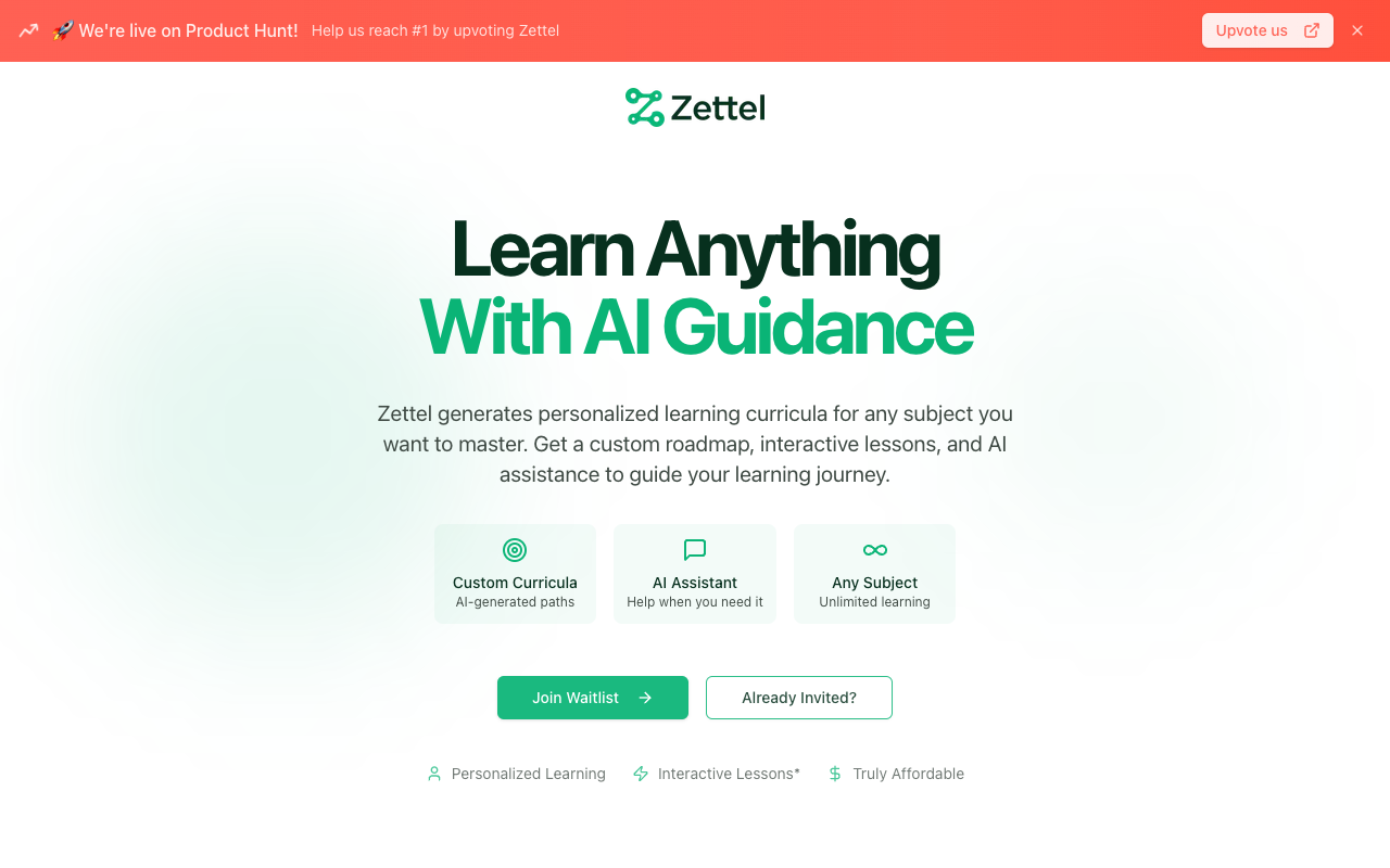 Zettel - Turn your learning goals into personalized curricula with AI