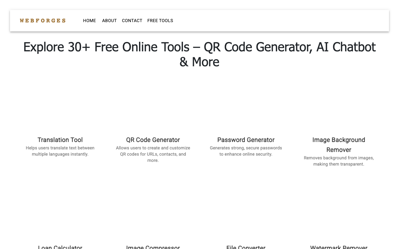 30+ Free Online Tools - A simple platform offering powerful tools like AI chatbots and QR code generators