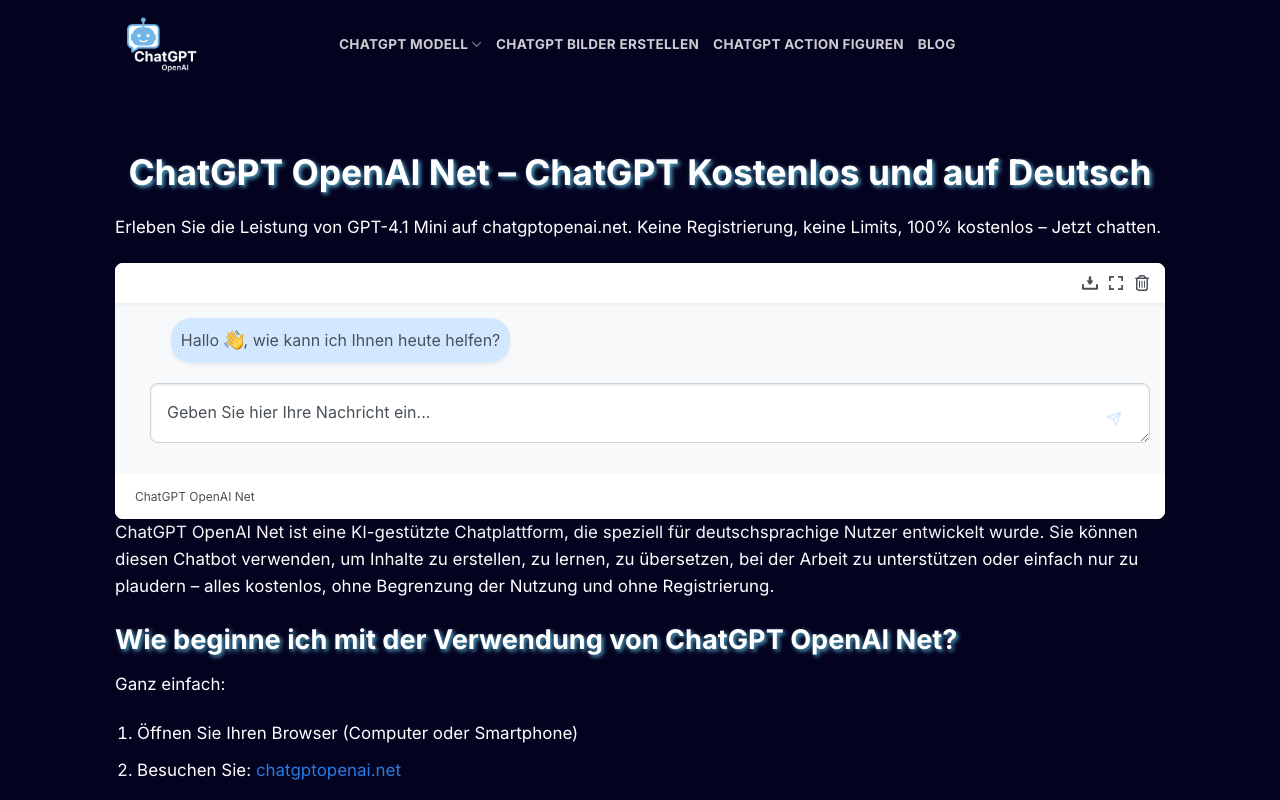 ChatGPT OpenAI NET - A free and intelligent AI chatbot available online without registration