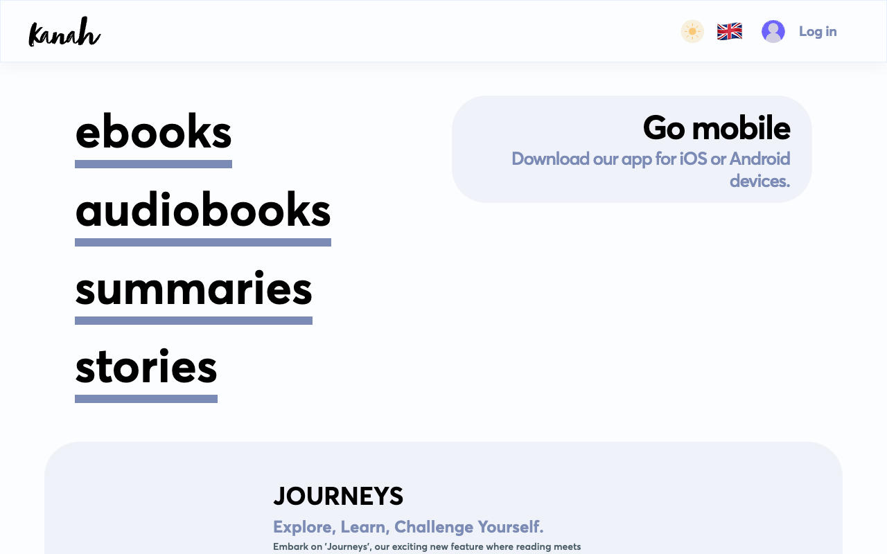 kanah.app - A platform for reading and listening to ebooks, audiobooks, and short stories