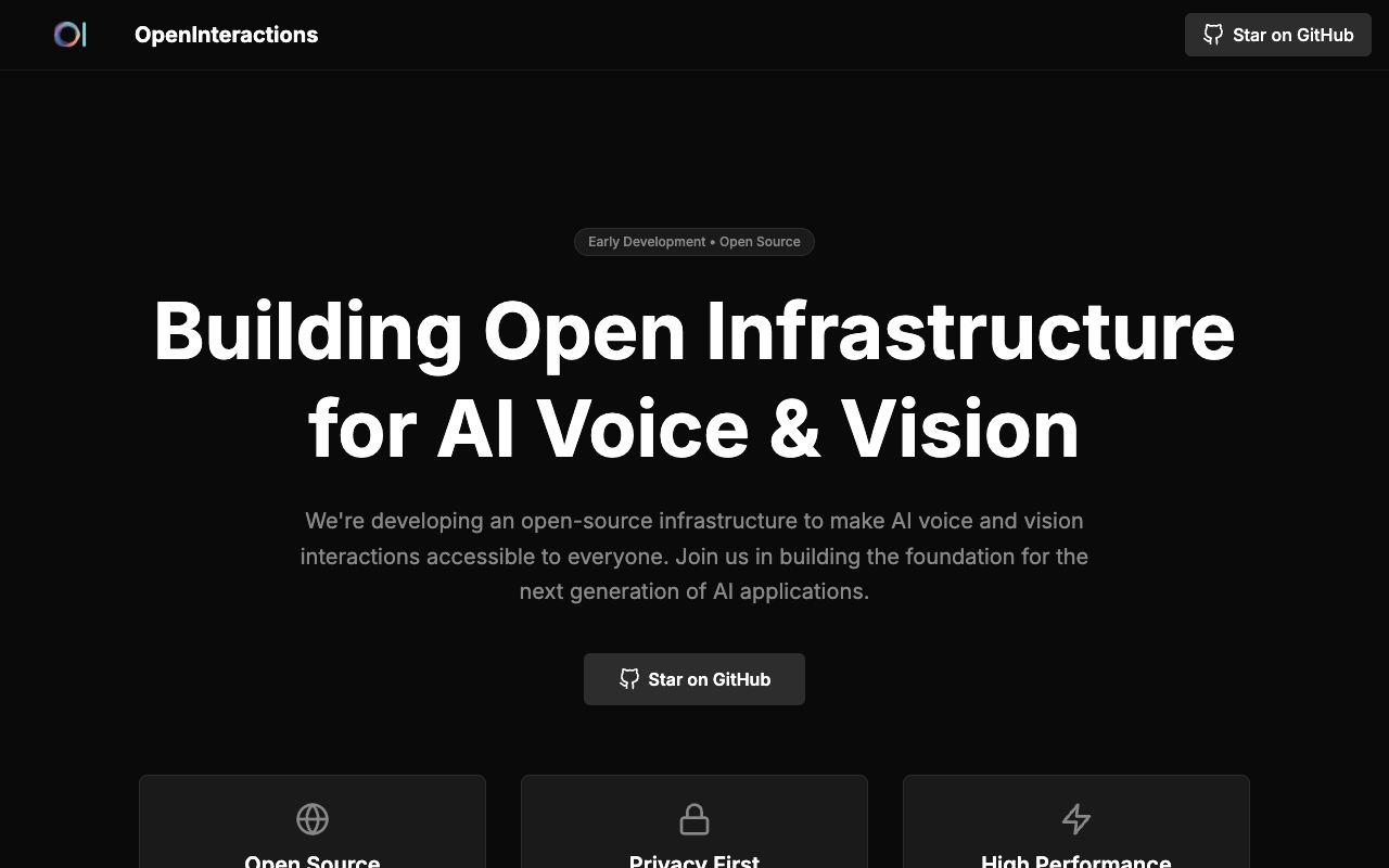 OpenInteractions - Building an Open Source Global Infrastructure for AI Voice and Vision Interactions