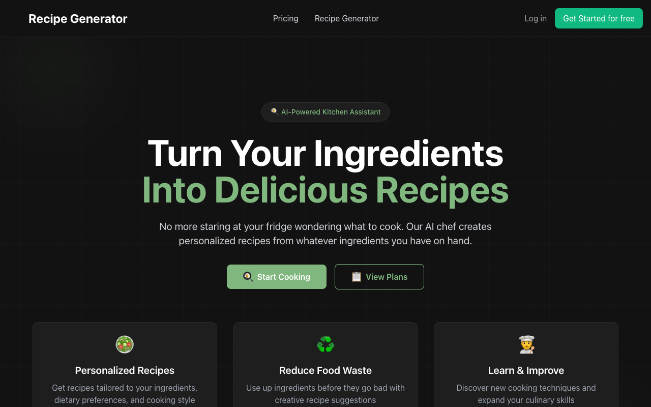 Recipe Generator - An AI-powered tool to create recipes from your ingredients