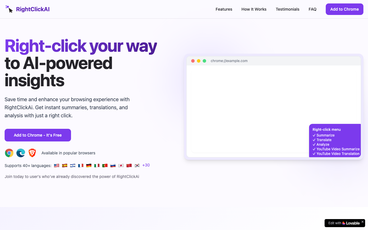 RightClick AI - An AI-powered Chrome extension that enhances your browsing experience
