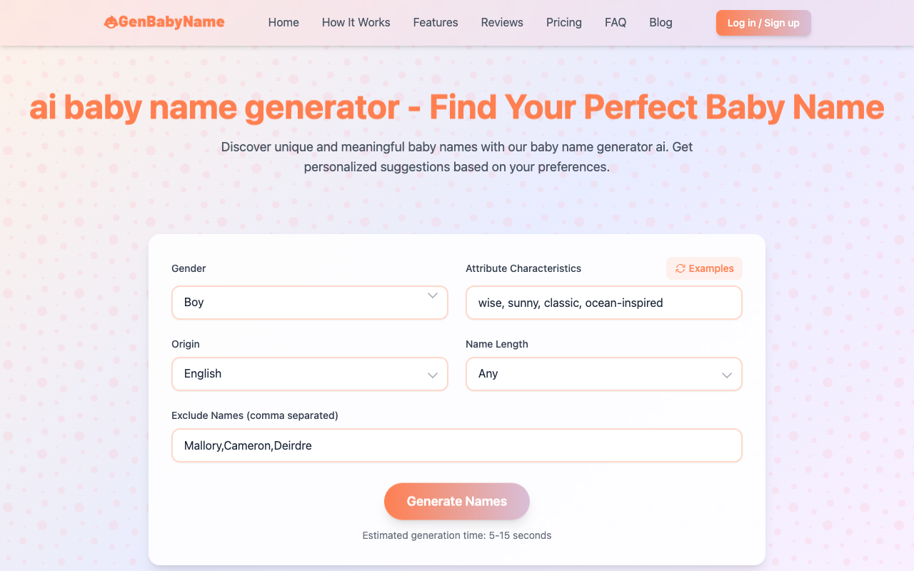 Baby Name AI - An AI-powered baby name generator for personalized name suggestions