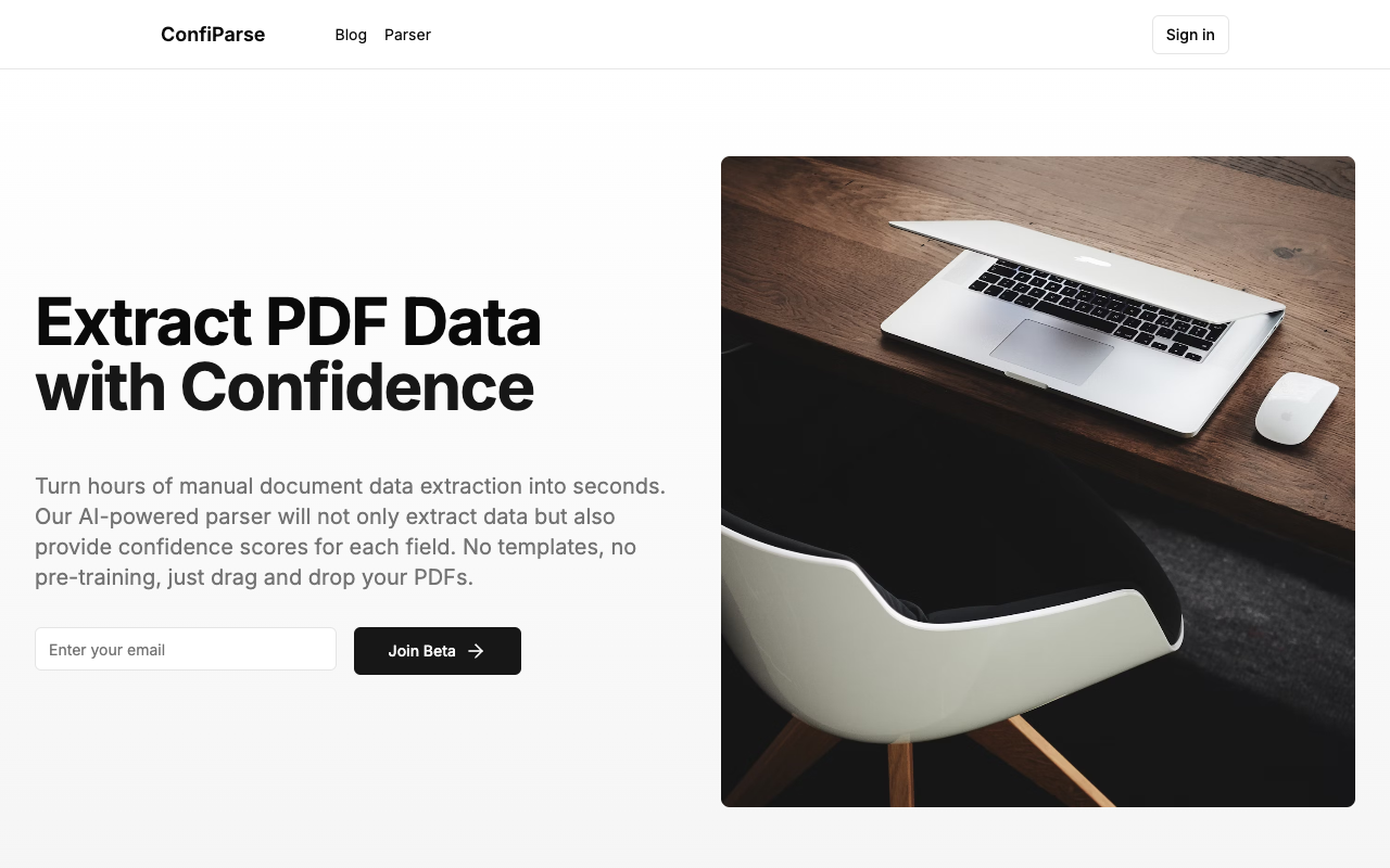 Confiparse - An AI tool to extract data from PDFs quickly and confidently