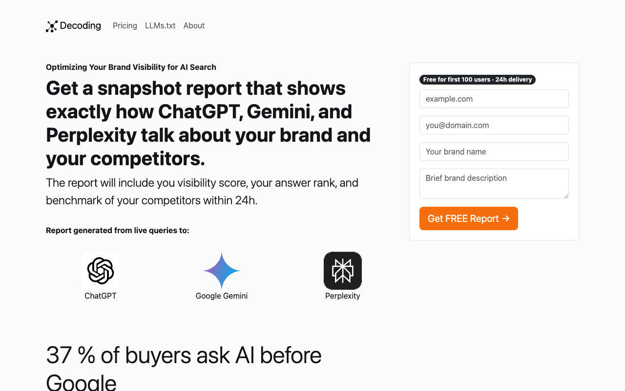 Decoding - A tool to optimize your brand visibility in AI search engines