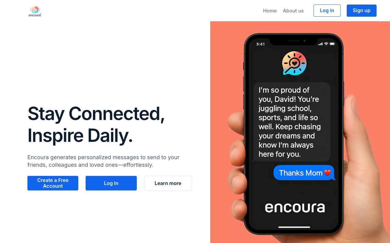 Encoura.ai - AI-powered encouragement to uplift friends and family