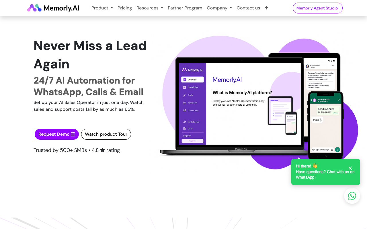 Memorly AI - An AI Sales and Support Operator for Small Businesses