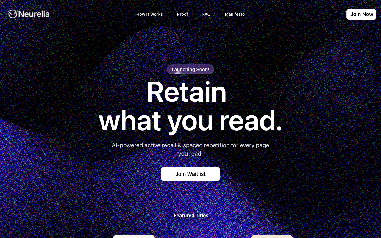 Neurelia - Remember every book you read with AI-powered insights and active recall