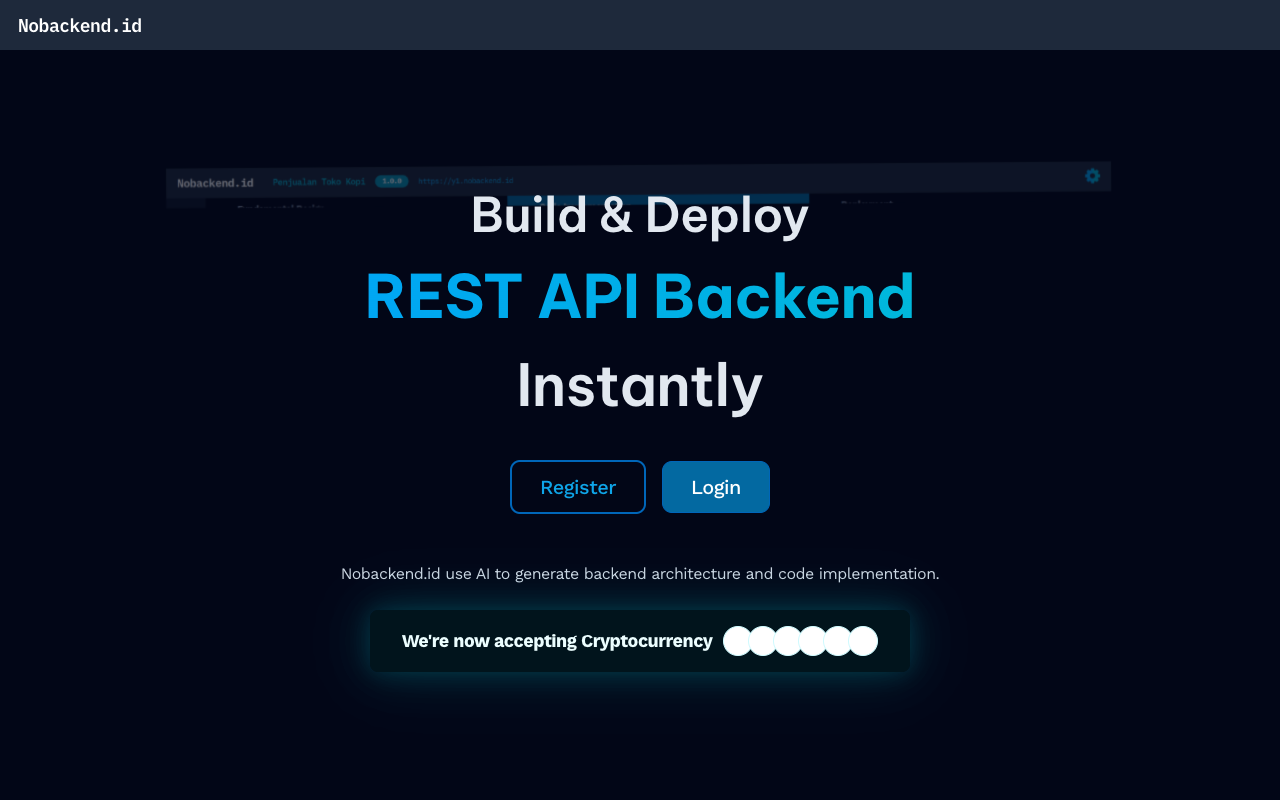 Nobackend.id - Instantly Build and Deploy Your REST API Backend with AI