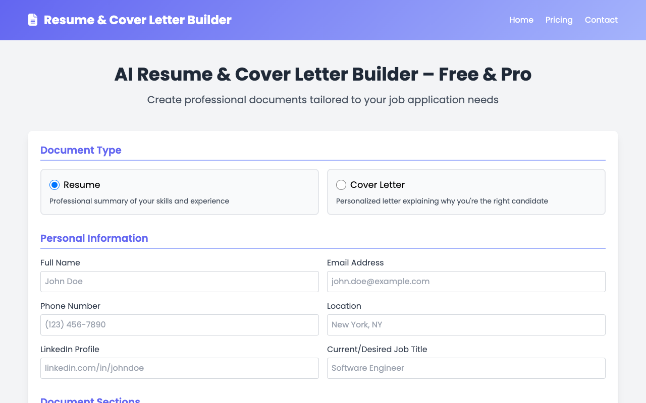 ResumePro.ai - Get professional resume and cover letter under 60 seconds