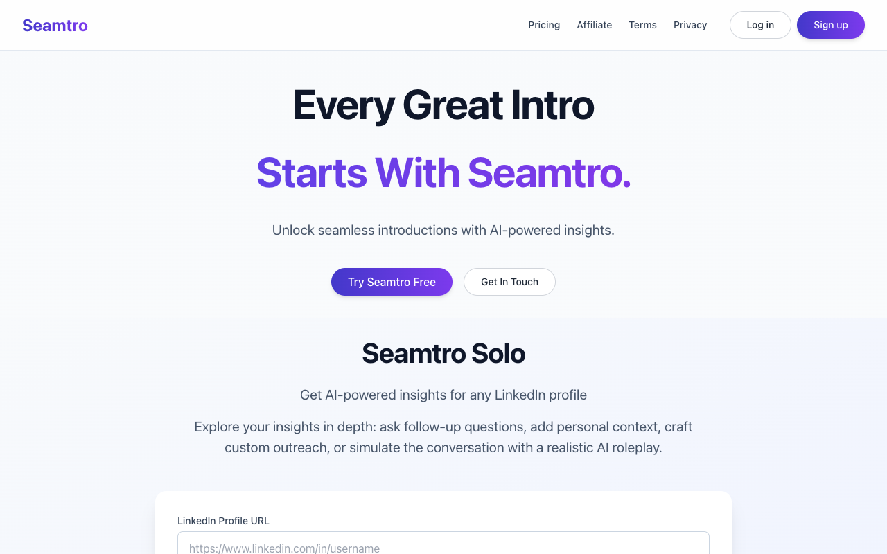 Seamtro - An AI tool that helps you make great introductions and build rapport
