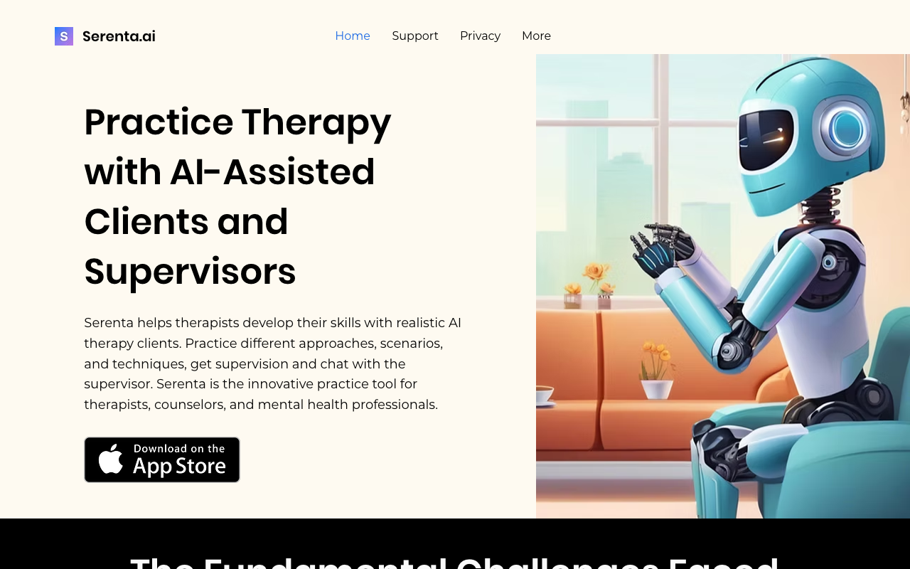 serenta.ai - An innovative tool for therapists to practice with AI-assisted clients