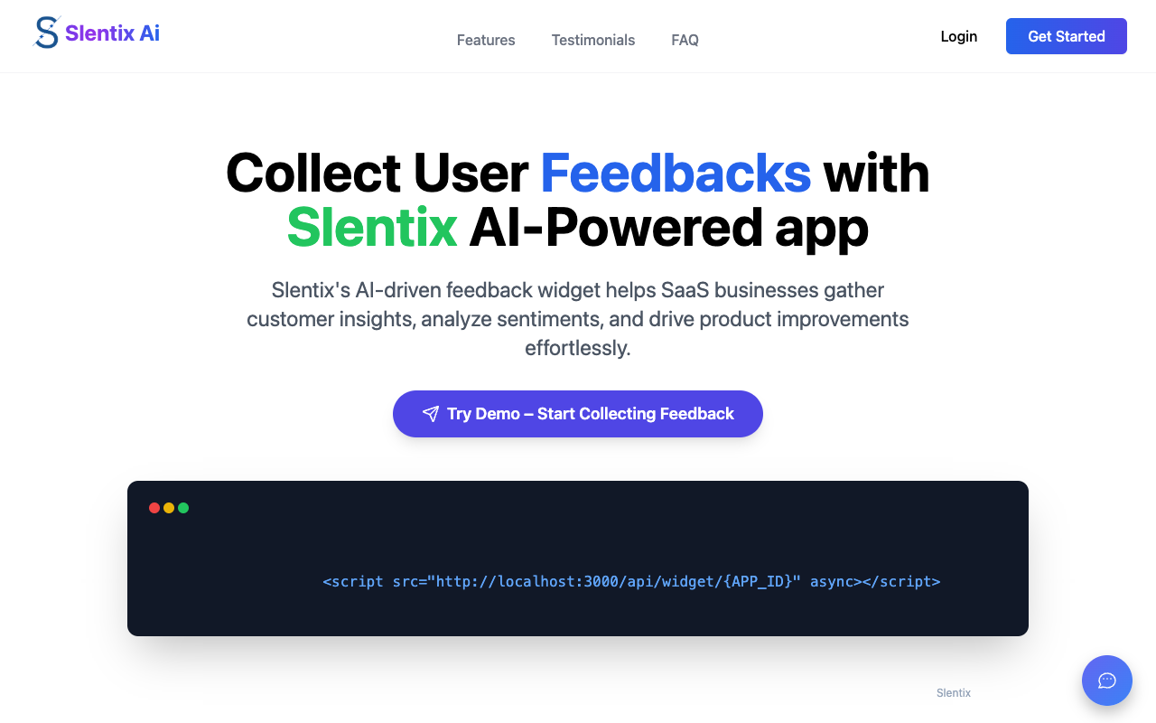 Slentix - An AI-powered feedback widget that helps you collect and analyze user insights effortlessly
